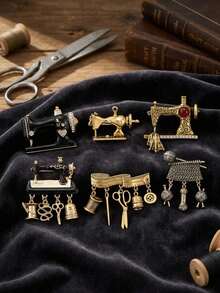 Vintage Enamel Sewing Machine Brooch Creative Pin, Women's Unisex Casual Party Accessory, Best Friend Gift Badge Decoration - Sewing Machine - View 10