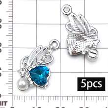 5/20pcs Blue Rhinestone Charms Star Moon Bat Heart Dolphin Shell Butterfly Pendant For DIY Bracelet Necklace Earring Y2K Jewelry Making Findings - Blue - View 17
