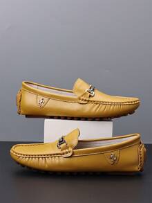 Handmade Men's Loafers, Comfortable Casual Work Driving Slip-On Shoes, Plus Size Men's Loafers, Slip-On Driving Shoes - Yellowish Brown - View 5