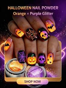 Set Halloween Terbaru, Bubuk Kuku Aurora Bunglon Optik, Bubuk Kuku Tahan Lama Tidak Pudar Cocok untuk Semua Warna Kulit, Bubuk Kuku Eksklusif Pesta Halloween, Seri French, Bubuk Kuku Aurora Optik Berkilau - MultiWarna - View 5