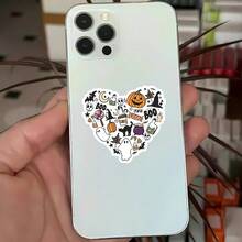 1PC-3Inches Halloween Heart Sticker Cute Boo Crew Ghost Sticker Colorful Candy Tester Decal Funny Halloween Laptop Sticker Water Bottle Label For Laptops Notebooks Journals Cups Lockers Students Teachers Creatives - Multicolor - View 5