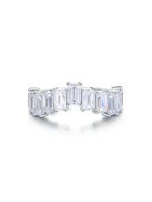 Besthing 1pc S925 Sterling Silver 5.5CT Rectangular Moissanite Ring, Elegant Minimalist Style, Suitable For Wedding, Party, Valentine's Day, Daily Wear, Date, Holiday Jewelry - Silver - View 5