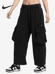Celana Panjang Rajut Tebal Model Lebar Wanita Nike Asli Baru dengan Kantong Besar HQ4751-010 - HQ4751-010 - View 1