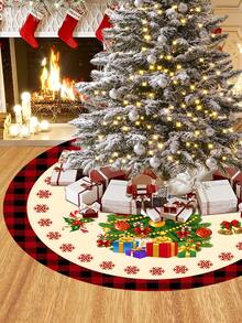 1/100Pcs Christmas Tree Skirt, Christmas Tree Matching Black & Red Buffalo Plaid Theme, Round Base, Diameter 60/90CM Optional; Suitable For Winter Party And Home Holiday Decoration, Ideal Christmas Tree Decoration. - Multicolor - View 11