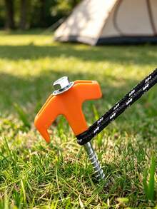 2PCS.4PCS Heavy Duty Camping Tent Stakes Set, T-Handle Metal Spiral Tent Pegs + 4M Windproof Rope, For Outdoor Camping Tent Canopy Fixing - Multicolor - View 8