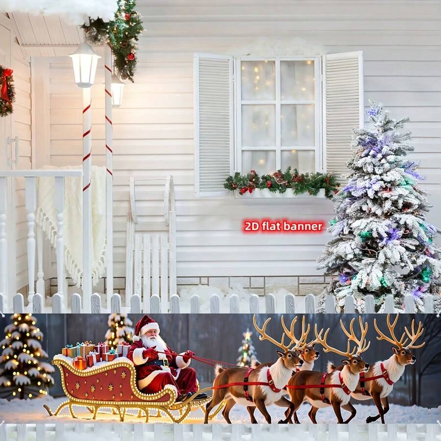 Merry Christmas Decoration Banner, Christmas Theme Party Decor, Indoor, Outdoor, Yard Decoration - A - View 1