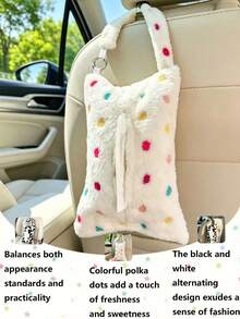 1PC Plush Hanging Tissue Box, Soft Skin-Friendly Material, Cute Car Storage Decor, Car Tissue Storage Box - Tissue Box - View 2