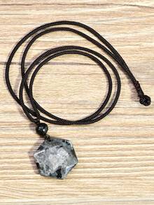 Yumfeel Multi-Faceted Hexagram Natural Stone Pendant Necklace, Bohemian Fashion Women's Jewelry, Suitable For Christmas, Valentine's Day Gifts - Multicolor - View 5