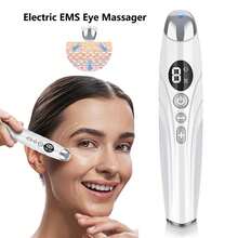 Electric Eye Massager With Warm Care, 3 Intensity Levels, Metal Massage Head And LED Display, Portable Under-Eye Beauty Device, Suitable For Daily Skincare, 350mAh - White - View 12