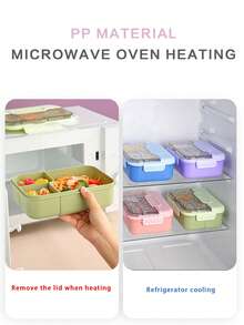 Cute School Lunch Box, Compartment Bento Box (Utensils Included), Adult Lunch Box, Microwave , Lunch Bag, Suitable For Office, School And Home Use. Back To School Essential, Easy To Clean - Multicolor - View 10