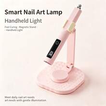 3-In-1Short LED Strip Light With Display + Stand + Magnetic Attachment - Handheld Manicure Lamp With Screen Display, Rechargeable LED Strip Light, 360° Rotating Multi-Functional Stand, Nail Tip Curing Lamp Support Bracket Set - Multicolor - View 3