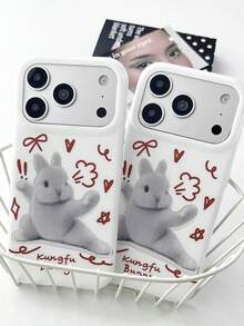 1 pieza Funda de teléfono PC a prueba de golpes con cobertura completa IMD de conejo Kung Fu de Ins compatible con Apple 11 Pro Max/12 Pro Max/13 Pro Max/14 Pro Max/15 Pro Max/16 Pro Max/17 Pro Max - Multicolor - Ver 1