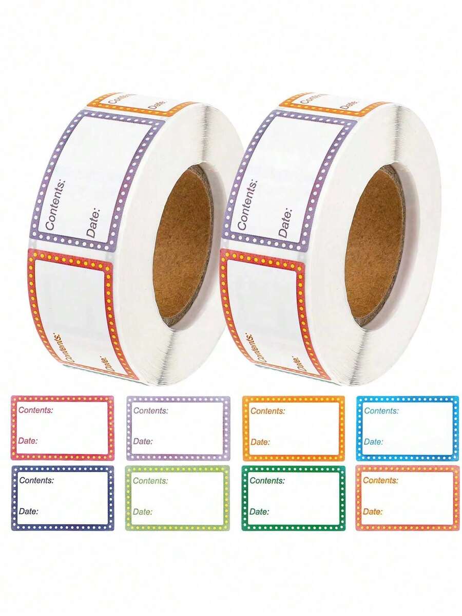 200pcs-Removable Refrigerator Labels, Food Storage Labels, Self-Adhesive Freezer Labels, Easy To Clean Home Kitchen Jam Labels 8 Color Food Label Rolls