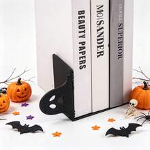 1set Spooky Ghost Shaped Bookends For Shelves, 3D-Printed Decorative Book Ends, Creative Halloween Ghost Book Stoppers For Home & Office Desk, Bookshelf Decor, Home Office Decor, Halloween Ornament - Book Stand - View 6