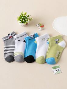 10/5/1 Pair Snoopy Kids Socks, Sports Striped Socks With Puppy Pattern, Short Socks For Autumn/Winter, Suitable For Students, Gift And Daily Use - Multicolor - View 13
