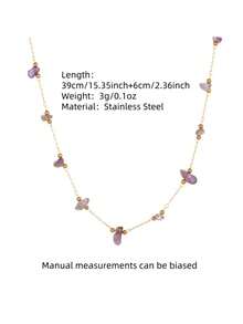 VceTd 1/3PCS Romantic Style Random Dopamine Beaded Design Stainless Steel Women's Beaded Necklace Suitable For Women's Daily Wear - Yellow Gold - View 12
