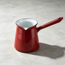 Enamelled Steel Turkish Coffee Pot, Compact Coffee Vessel For Brewing Traditional Small‑Batch Coffee Portions - Red - View 1