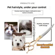 Professional Pet Grooming Scissors 4pcs Set 7 Inch Galvanized Straight Curved Thinning Scissors Cat Dog Hair Trimming Tool, Premium Pet Grooming Scissors Set, Stainless Steel Scissors, Pet Grooming Scissors - View 7