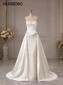 HEARBOBO Bohemian Style Elegant Sleeveless Mermaid White Lace Wedding Dresses For Bride White - White - View 9