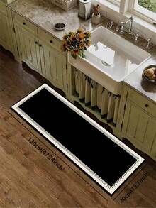 1pc Minimalist Black & White Striped Border Diatom Mud Kitchen Mat, 3.5mm Trimmable, Suitable For Kitchen, Bathroom, Entryway, Living Room, Rubber Non-Slip, Absorbent, Anti-Fatigue, Wear-Resistant Floor Mat For Whole House - Multicolor - View 16
