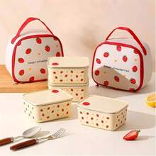 700ML 304 Stainless Steel Material Fashionable Healthy Cute Cream Strawberry Bento Box/Lunch Box Suitable For School/Work/Camping/Hiking - Creamy Strawberry - View 2