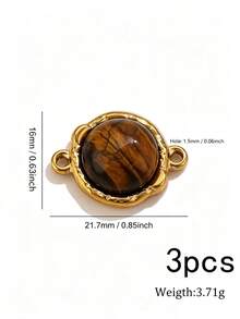 1/3Pcs 304 Stainless Steel Tiger Eye Connector Charms, Charms For Jewelry Making, Mehndi Style Stone Links, Waterproof Non‑Tarnish Necklace Bracelet - Tiger's Eye Connection - View 16