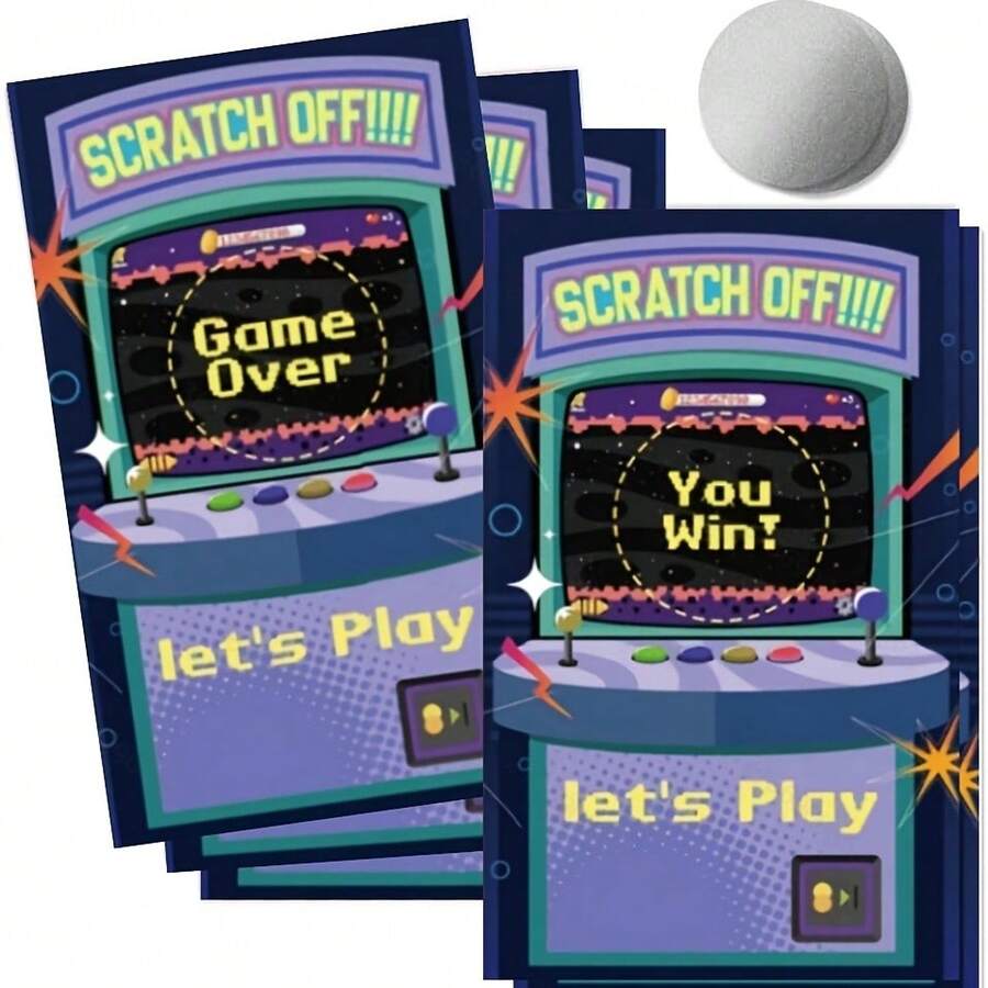 20/40 Pcs Retro Arcade Fun Scratch Game Cards, Retro Arcade Themed Scratch Game Cards, Suitable For Bachelor Parties, Holiday Parties, Birthday Parties, Festival Lucky Draws, Party Games And Group Activities, Including Losing Cards And Winning Cards - A - View 1