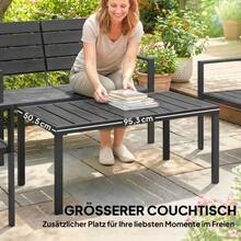 Garden Furniture Set 4-Person Lounge With 2-Seater Sofa, 2 Armchairs, Side Table, Slatted Design, Black - 黑色 - 查看 5