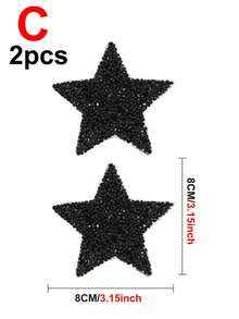 2 piezas Parche termoadhesivo con diseño de diamante de imitación en forma de estrella DIY - Negro - Ver 7