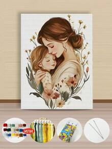 11/14/16CT Printed Cross Stitch Kit. A Close Mother And Son. Relaxing DIY For Adult Beginners. Includes Cloth, Needles, Threads & Chart. Handmade Wall Art Decor Gift. 30x40cm/11.8x15.7in. - Mother and Son - View 3