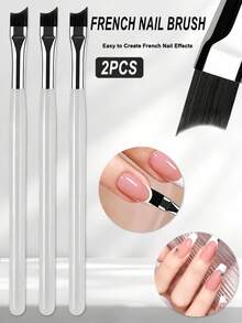 1/2/3pcs French Tip Nail Art Brush Set, Angled Crescent Flat, Half Moon Shaped Precision Painting Tools For French Manicure, Gel Polish Gradient Outline Detail Work, Striping Drawing Pens For Thin Lines And Fine Details,Fall,Nail Supplies,Halloween - Multicolor - View 5