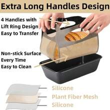Silicone Toast Baking Mat With Handle, Non-Stick Reusable Toast Baking Mat, Silicone Baking Mat, Suitable For Dutch Oven And Rectangular Toast Baking Pan, Convenient Toast Lifting Mat For Easy Removal Of Toast Bread, Smooth Surface Reusable Baking Accessory, Washable Durable Baking Mat, Suitable For Homemade Bread, Cake, Pastry, Meatloaf, No Need For Baking Parchment Paper, Home Kitchen Baking Silicone Baking Mat For Oven Use - View 5