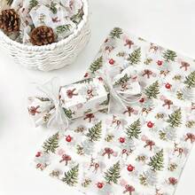 60/30/10 Sheets Christmas Pine Forest And Deer Pattern Tissue Paper With Matching Thank You Stickers, 1 Pack (8pcs) Thank You Stickers, 20*14 Inch Gift Wrapping Paper, Suitable For Christmas Decoration, Wedding, Thanksgiving, Birthday Gift Wrapping, Bouquet Wrapping, Gift Bag Filler And Party Gifts - Multicolor - View 2