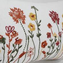 秋季野花刺繡流蘇邊緣枕套，鄉村風花卉裝飾靠墊套，農舍風秋季家居裝飾，適用於沙發床臥室，1件裝 - 鏽紅色 - 查看 9