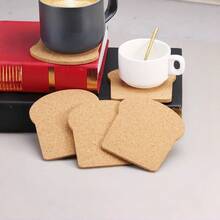 10/20pcs Bread-Shaped Cork Coasters, Heat-Insulating Non-Slip Toast Design Cup Mats For Home Coffee Mugs, Desktop Decoration, Universal Use - Khaki - View 5