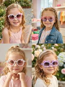 3/6pcs New Cute Bow-Knot Shaped Bear Ear Star Pattern Fashion Glasses For Boys Girls Infants - Multicolor - View 3