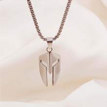 Men's Stainless Steel Spartan Warrior Helmet Pendant Necklace, Hip-Hop Mask Design, Long Chain, Suitable For Daily Wear, Qixi Festival Gift - Warrior Helmet Pendant - View 6