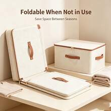 Foldable Fabric Storage Box With Zipper Lid, Washable Large Capacity Clothing Storage Bin, Dust-Proof Wardrobe Organizer, Stackable Storage Box, Suitable For Closet, Cabinet, Shelf, Under Bed, Bedroom Dorm, Used For Clothing, Bedding, Blanket, Toy Classification - Multicolor - View 6