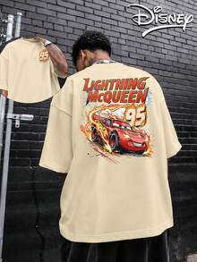 Playeras de hombre algodón,Impresión doble cara de Rayo McQueen 95 con llama con licencia de Disney,estilo casual Y2K, cuello redondo, Soft Fabric For Casual Daily Wear o como regalo - Albaricoque - Ver 2