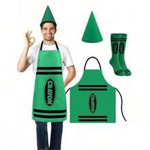 1pc/Set Unisex Colorful Apron Role Play Costume Set, Includes Colorful Apron And Cone Hat, Suitable For Party Games Role Play, World Book Day And Adult Dress Up - Multiple Styles - View 23
