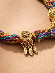 1pc Colorful Handmade Woven Rope Necklace, Bohemian Style Personalized Jewelry, Unique Gift For Women, Suitable For Couples - Pendant Bracelet 2 - View 3
