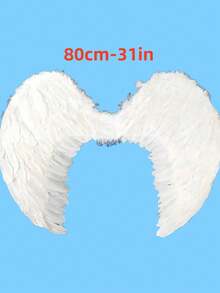 3pcs Christmas Angel Feather Wings Headband And Fairy Wand Set, Winter Gift Party Photography Atmosphere Cosplay Costume Props, Halloween Women's Cosplay Performance Props - White - View 7