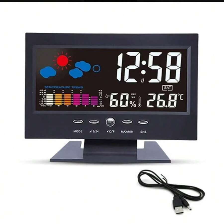 8082t Weather Clock With Color Display, Temperature - 1PC - View 1