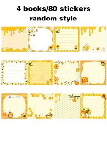 Cartoon Bee Square Sticky Notes, Assorted Fresh & Cute Memo Paper, Student Classroom Notes, Office Memo & Reminders, Planner Decoration, Small Gift For Classmates - Bee Design - View 10