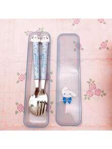 SANRIO 2Pcs Kawaii Character Dinner Utensils, Stainless Steel Spoon And Fork Set With Carry Case, Lovely Portable Tableware For School Picnic - Multicolor - View 12