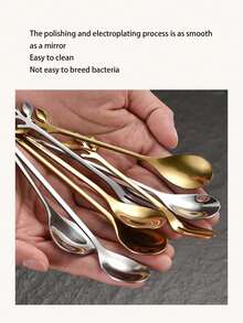 1/5/10pcs Creative Tree Branch Stainless Steel Coffee Stirring Spoons, Dessert Milk Tea Small Spoons, Coffee Spoons - Gold - View 4