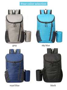 1pc Portable Multi-Function Sports Backpack, Foldable Lightweight Waterproof Nylon Storage Bag For Men Outdoor Camping Hiking Travel - Baby Blue - View 8