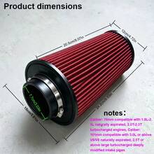 TRTY 1pc Reusable Red High-Flow Air Filter 76mm/2.99in, 101mm/3.97in. Washable Cone Air Intake Element With Rubber Interface Direct Bolt-On Adapter Installation, Fits Racing/Off-Road And Most Vehicles - High-flow Air Filter - View 3