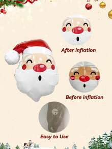 1pc/3pcs Santa Claus Balloons, Includes Santa Claus Head Balloon, Suitable For Christmas Party Decoration, Store Window Display, Home Christmas Atmosphere Decor, Christmas Eve Decoration - Multicolor - View 3