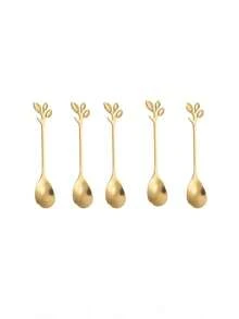 1/5/10pcs Creative Tree Branch Stainless Steel Coffee Stirring Spoons, Dessert Milk Tea Small Spoons, Coffee Spoons - Gold - View 7